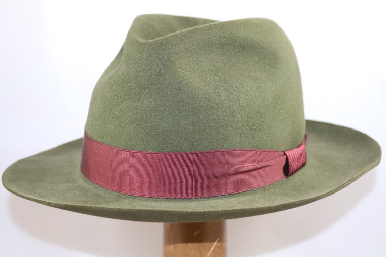 Customized Barbisio - Bespoke Furfelt Fedora Khaki Groen