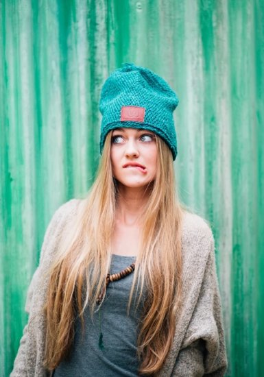 Original Mocros Gebreide Lange Beanie Emerald Groen