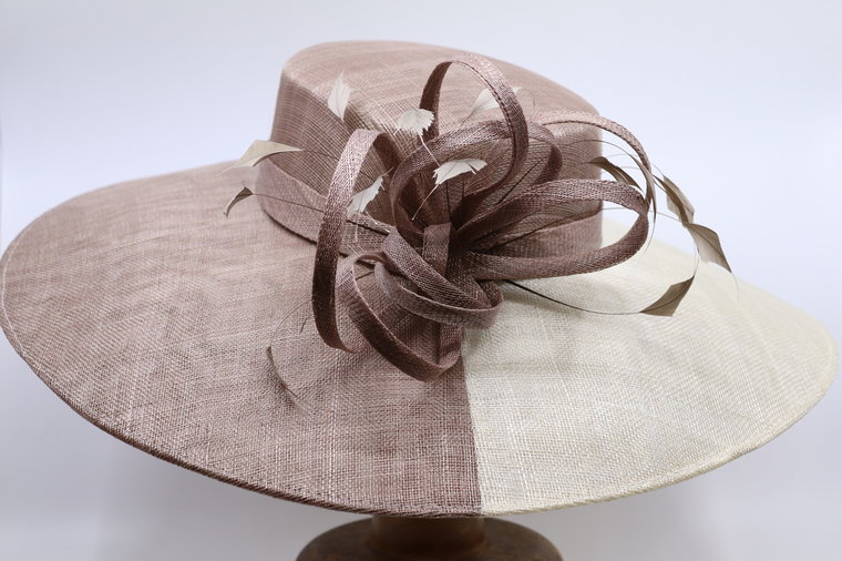 maddoxoccasion hat sinamay duo color taupe ivory