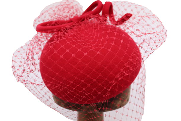 Jos van Dijck Fascinator Wolvilt Strik Voile Rood