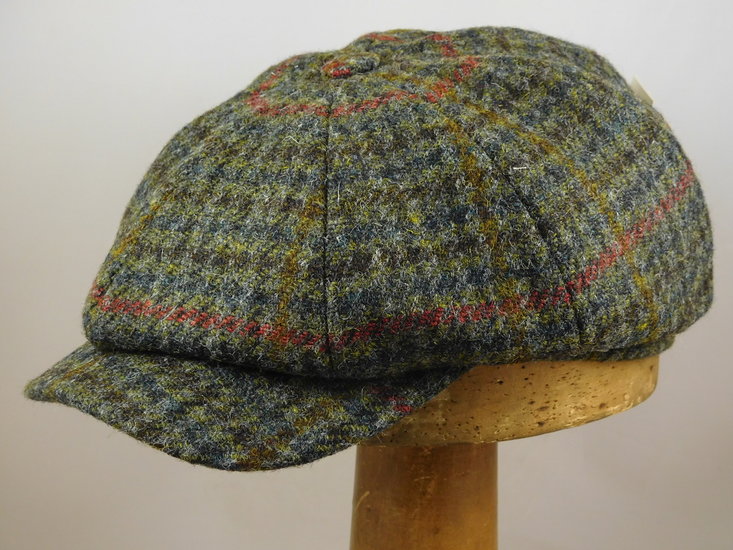 Wigens Newsboy Classic Cap Harris tweed Houndstooth Green