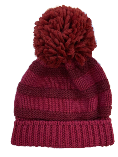 bedacht wool cashmere beanie pompom wine