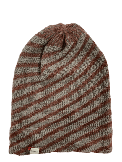 bedacht wollen beanie gestreept taupe 