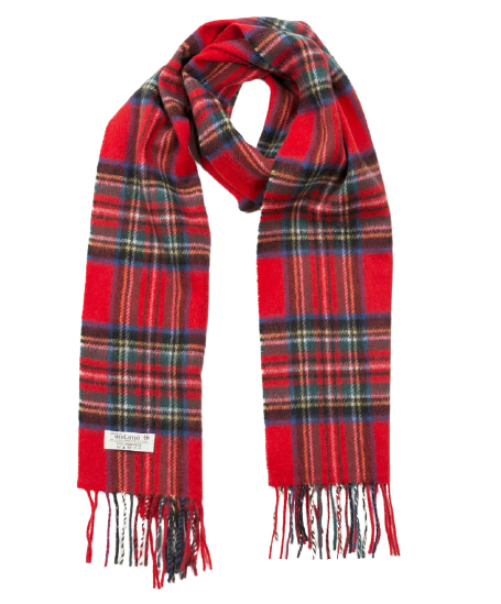 john hanly irish wool scarf medium red royal stewart tartan