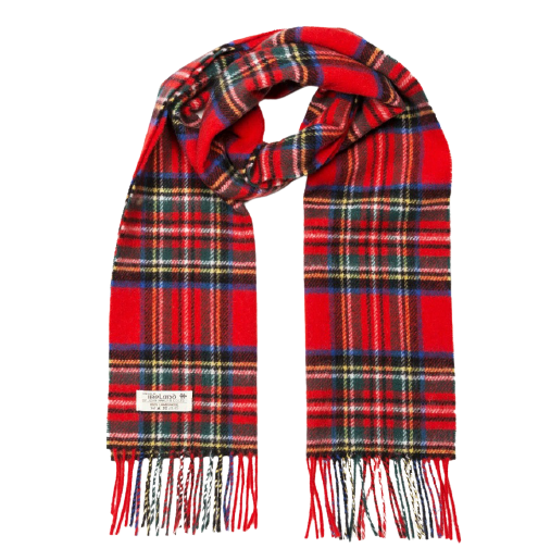 john hanly irish wool scarf short red royal stewart tartan