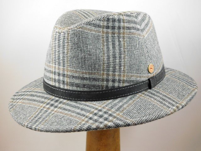 mayser hugo tweed hoed ruit beige grijs