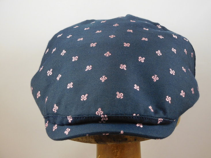 wigens ivy flat cap katoen navy fleur de lis roze