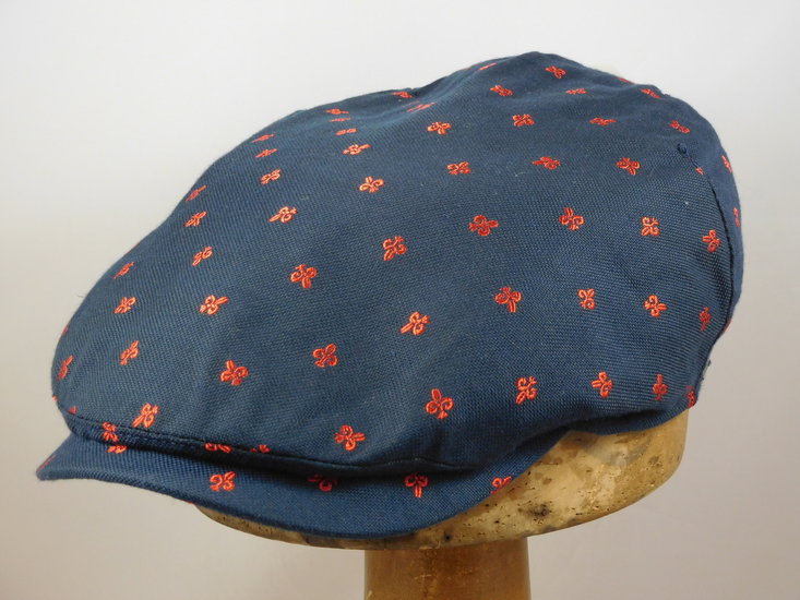 wigens ivy flat cap katoen navy fleur de lis rood