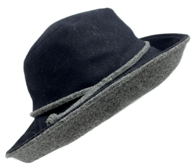 bronte clochehoed fedora wol zwart grijs