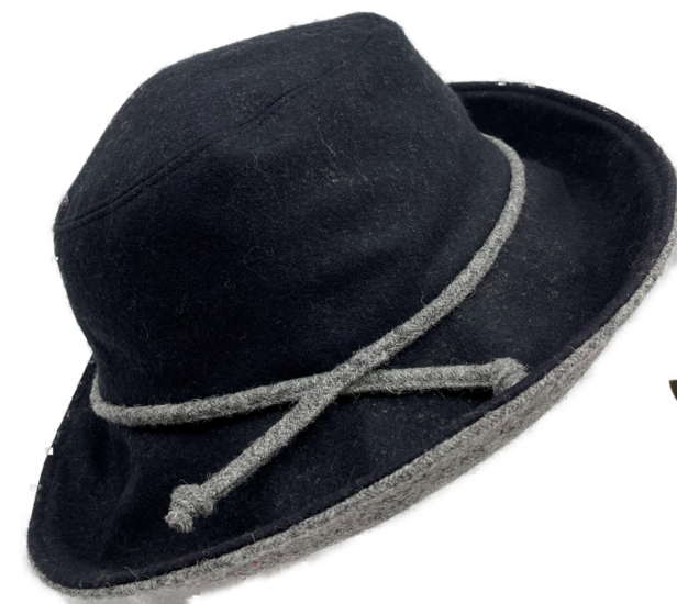 bronte clochehoed fedora wol zwart grijs