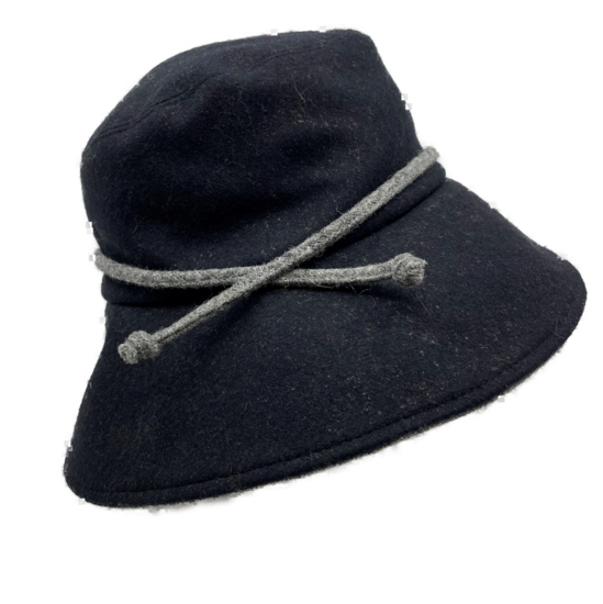 bronte clochehoed fedora wol zwart grijs