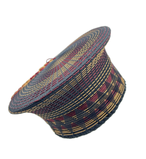 isicholo traditional zulu matron hat black bordeaux and beige