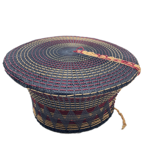 isicholo traditional zulu matron hat black bordeaux and beige