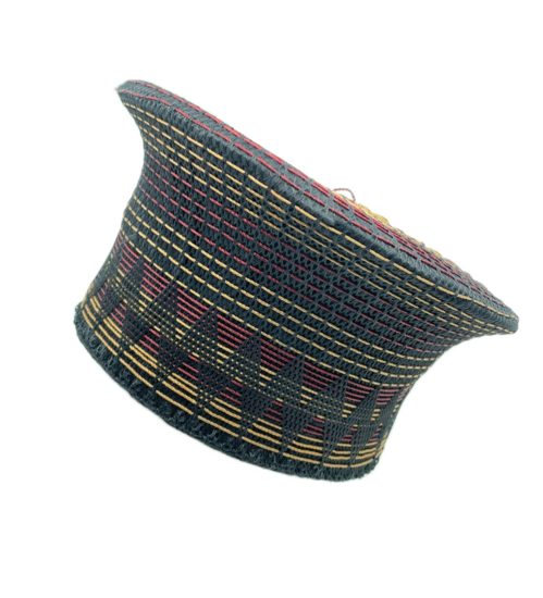 isicholo traditional zulu matron hat black bordeaux and beige