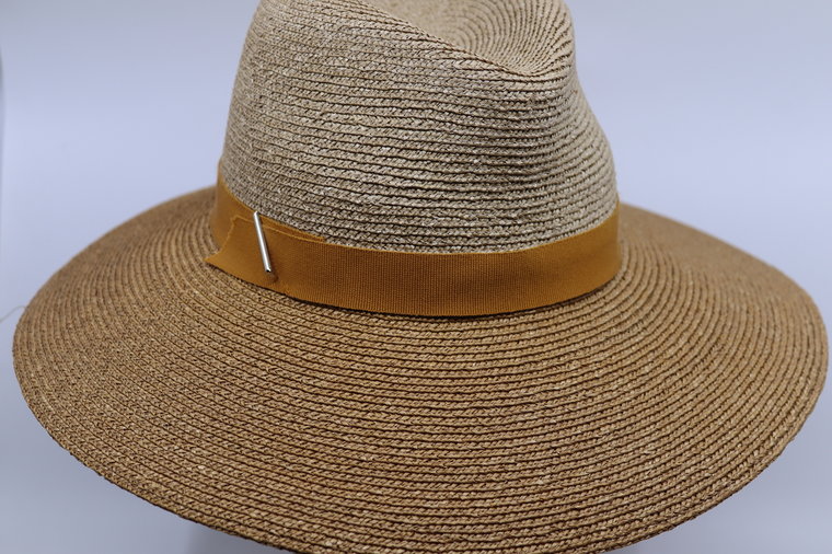 Marzi Fedora bandstro Twotone Naturel CAMEL