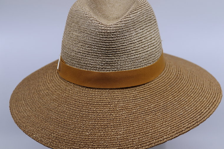 Marzi Fedora bandstro Twotone Naturel CAMEL