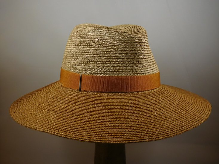 Marzi Fedora bandstro Twotone Naturel CAMEL