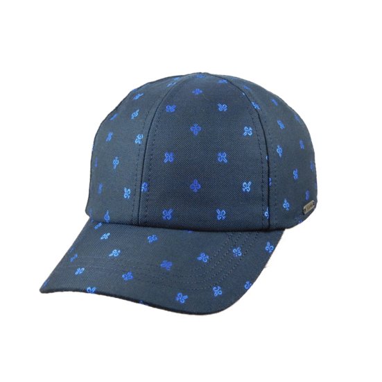 wigens baseball cap katoen navy fleur de lis blauw