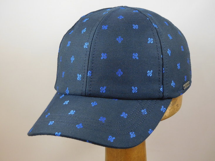 wigens baseball cap katoen navy fleur de lis blauw