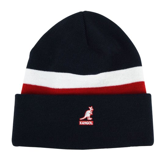 kangol beanie pull on acrylic dual stripe navy