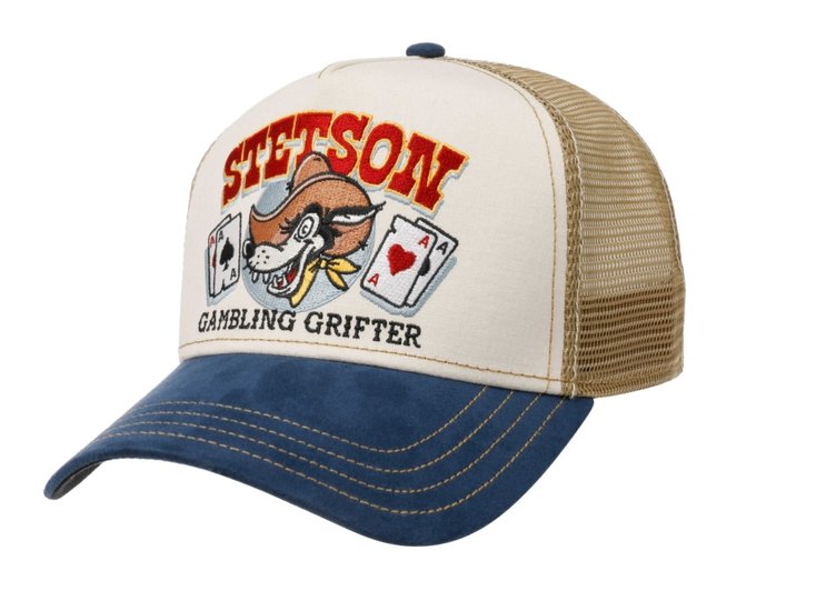 stetson trucker cap gambling grifter blue and olive