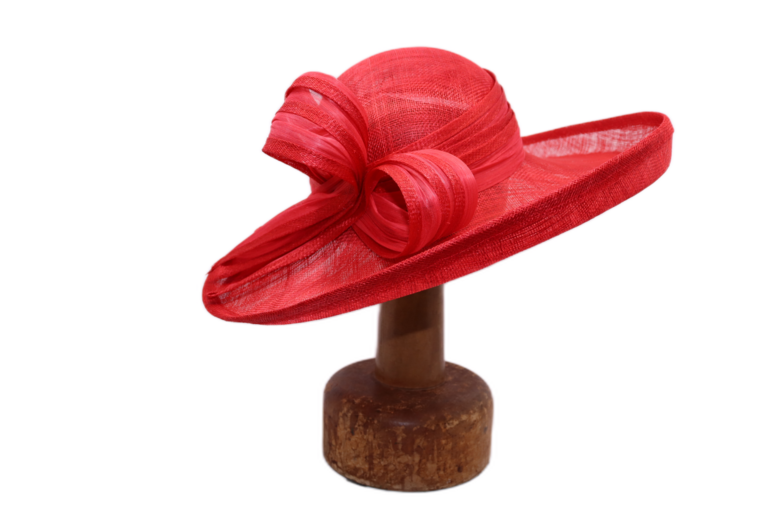 maddox occasion hat bow and pen sinamay tulip red