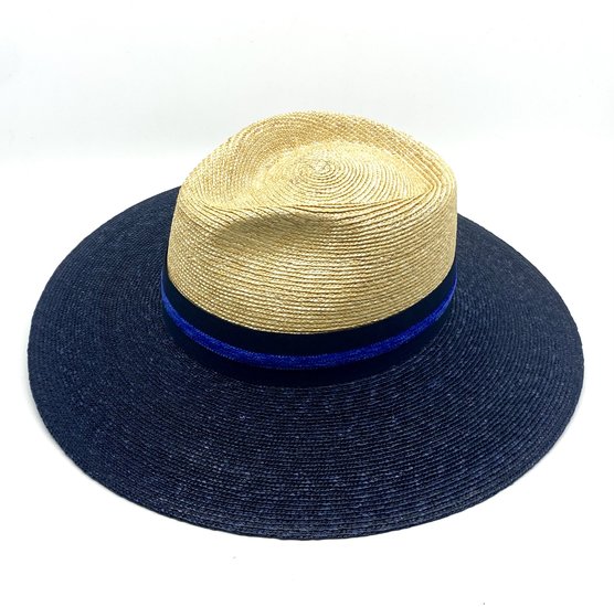 marzi fedora premium italian straw two tone naturel navy