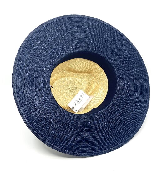 marzi fedora premium italian straw two tone naturel navy