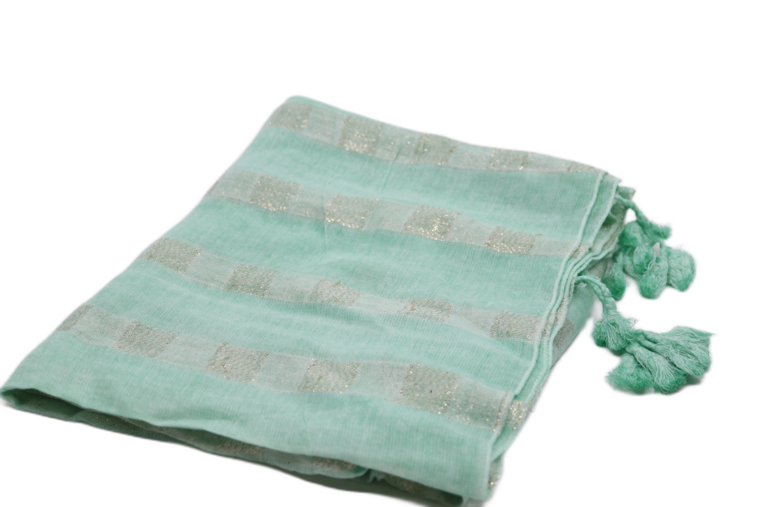 onkar zomer sjaal lurex strepen viscosemix light green