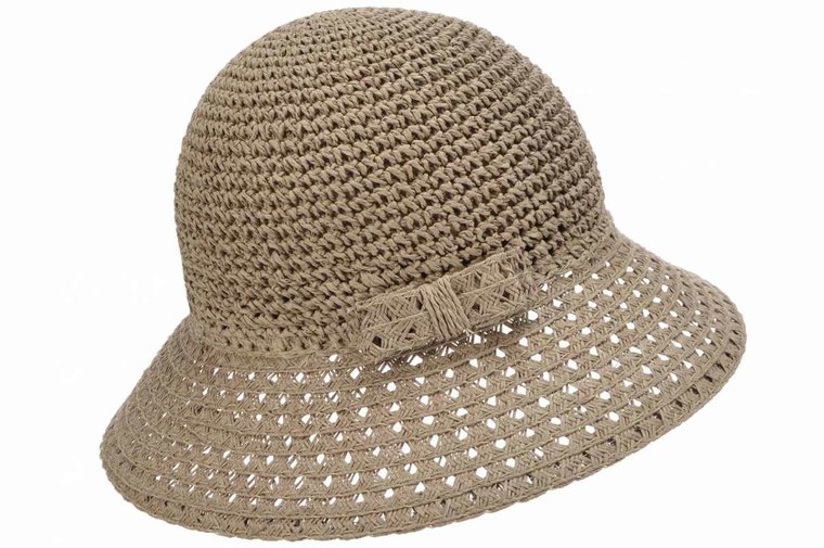 seeberger cloche strik papierstro taupe