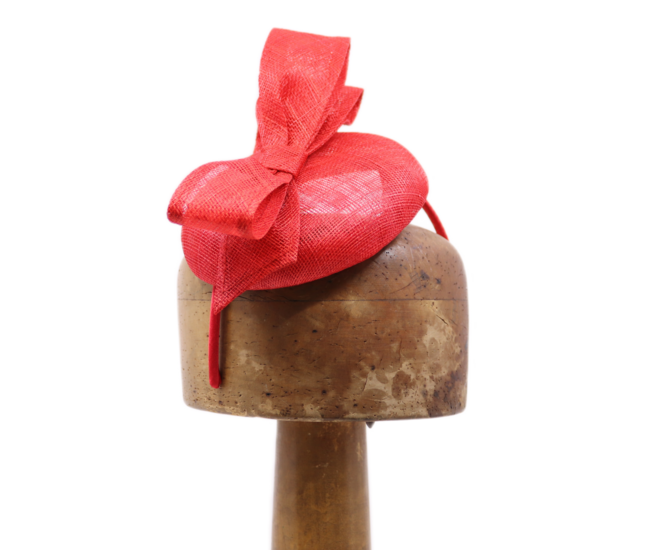 maddox fascinator dopje met strik sinamay tulip red