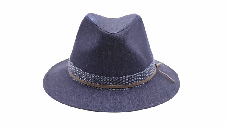 jos van dijck zomer fedora canvas jeansblauw