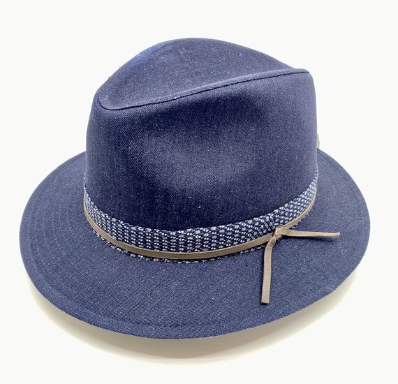 jos van dijck zomer fedora canvas jeansblauw