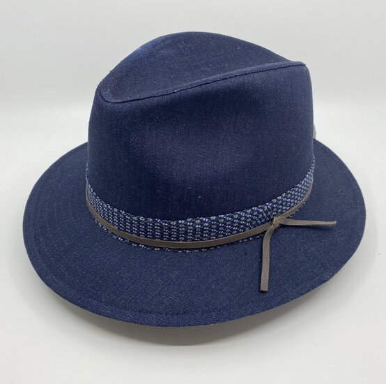 jos van dijck zomer fedora canvas jeansblauw