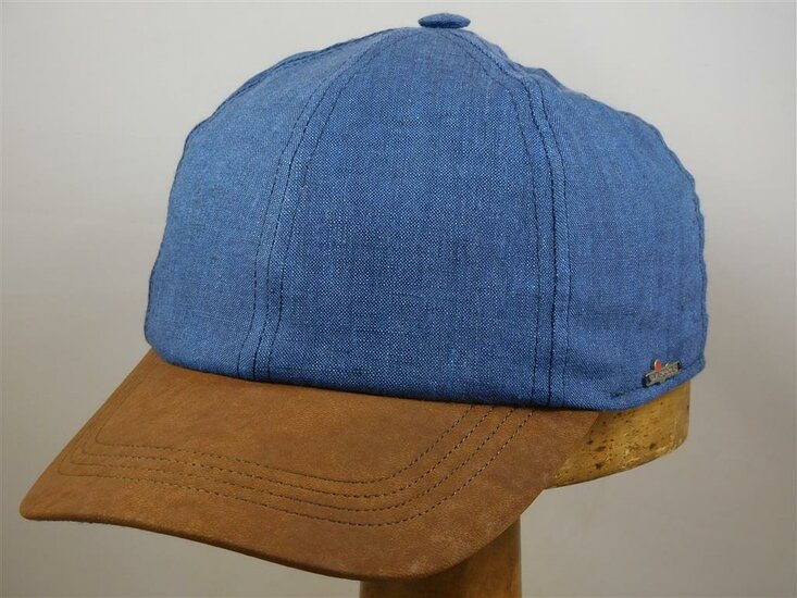 wigens baseball cap linnen met suede look blauw