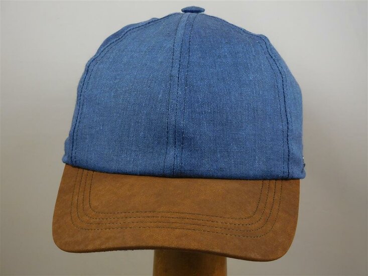 wigens baseball cap linnen met suede look blauw