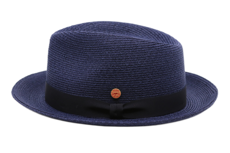 mayser fedora maleo raffia bandstro donker blauw