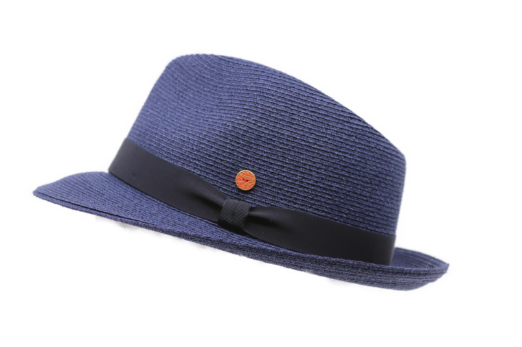 mayser fedora maleo raffia bandstro donker blauw