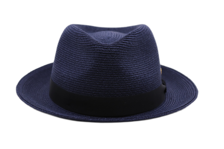 mayser fedora maleo raffia bandstro donker blauw