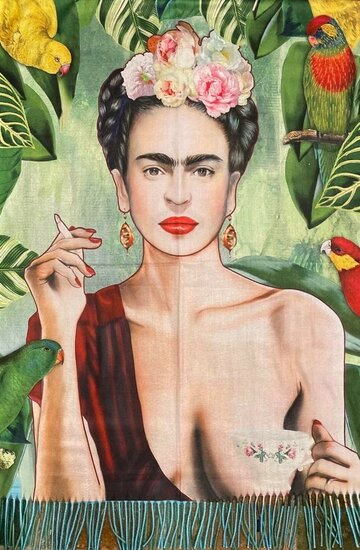 onkar sjaal frida kahlo wolmix parrot and tea cup