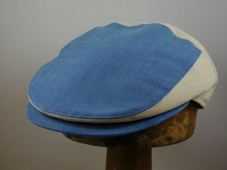 Portaluri flat cap summer cotton stripes naturel blauw