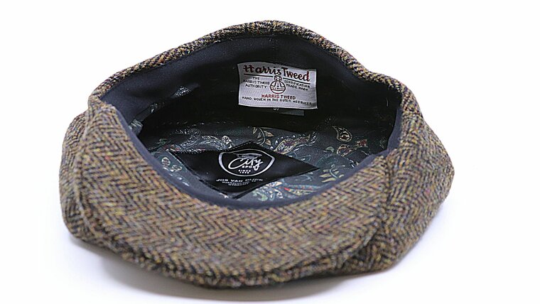 city sport great gatsby flatcap 157 harris tweed visgraat mustard brown