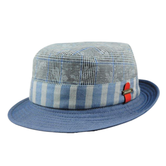 alfonso deste vissershoed bucket max cotton print grijs blauw