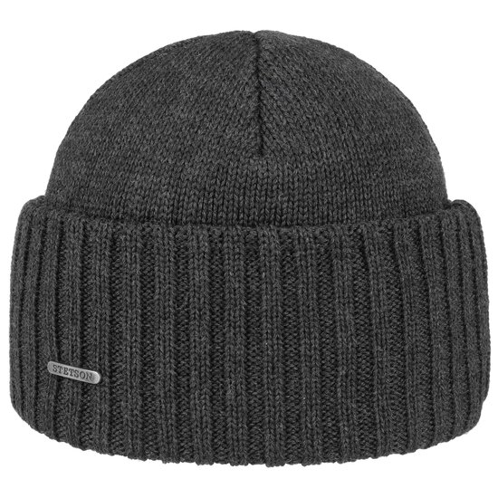 stetson beanie northport merino wool knit anthracite