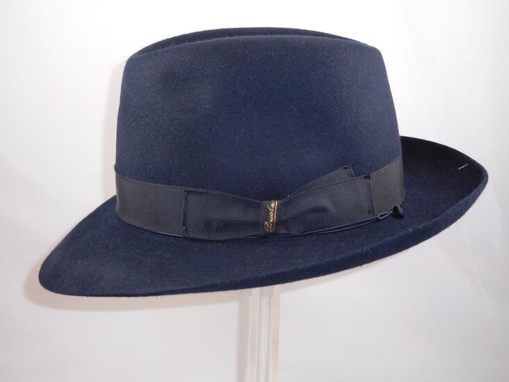 borsalino fedora qs haarvilt cut brim 6 5 cm donker navy