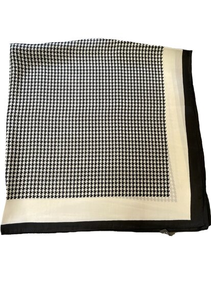 onkar neckerchief satijn pied de poule black and ivory