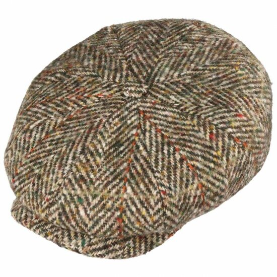 stetson newsboy cap hatteras tweed herringbone beige green