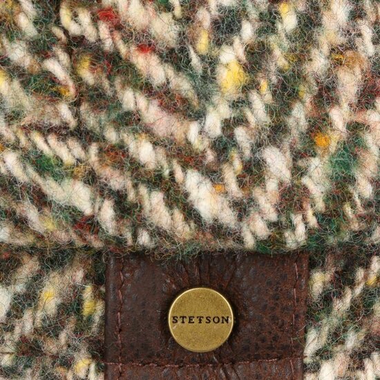 stetson newsboy cap hatteras tweed herringbone beige green