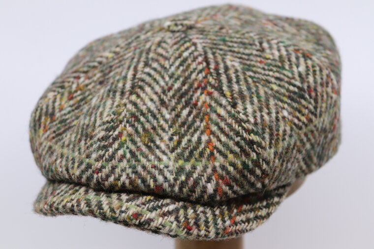 stetson newsboy cap hatteras tweed herringbone beige green