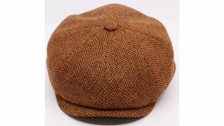 alfonso deste kyoto newsboy cap scheerwol visgraat roest bruin